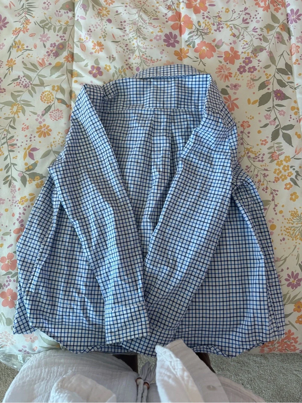 Ralph Lauren Navy and White Windowpane Button-Down Shirt boys 7